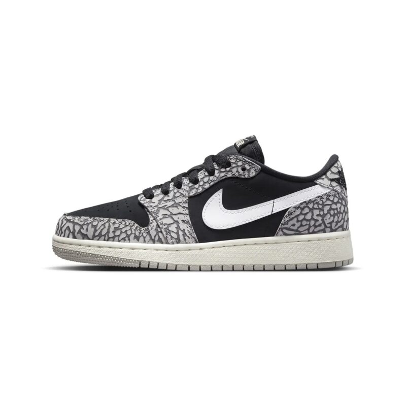 Big Kids Jordan 1 Retro Low Og Black/Muslin/Tech Grey/White (Cz0858 001)