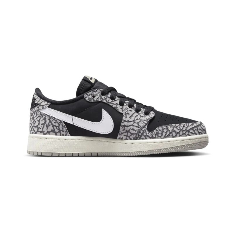 Big Kids Jordan 1 Retro Low Og Black/Muslin/Tech Grey/White (Cz0858 001)