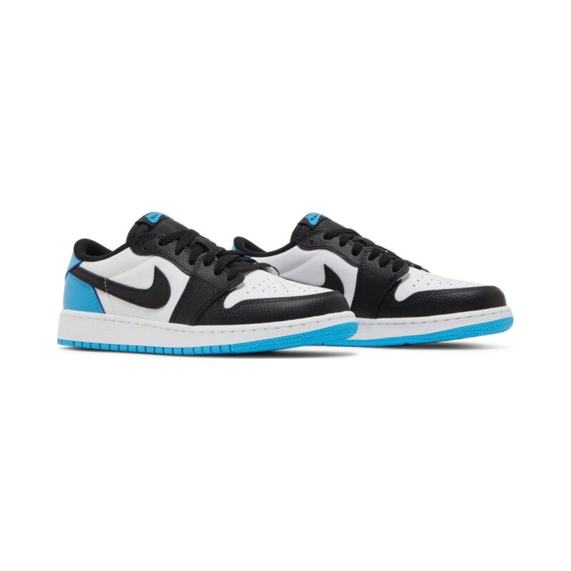 Big Kids Jordan 1 Retro Low Og White/Dk Powder Blue-Black (Cz0858 104)