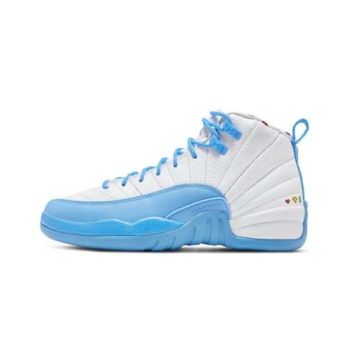 Big Kids Jordan 12 Retro Emoji White/University Blue (Dq4365 114)