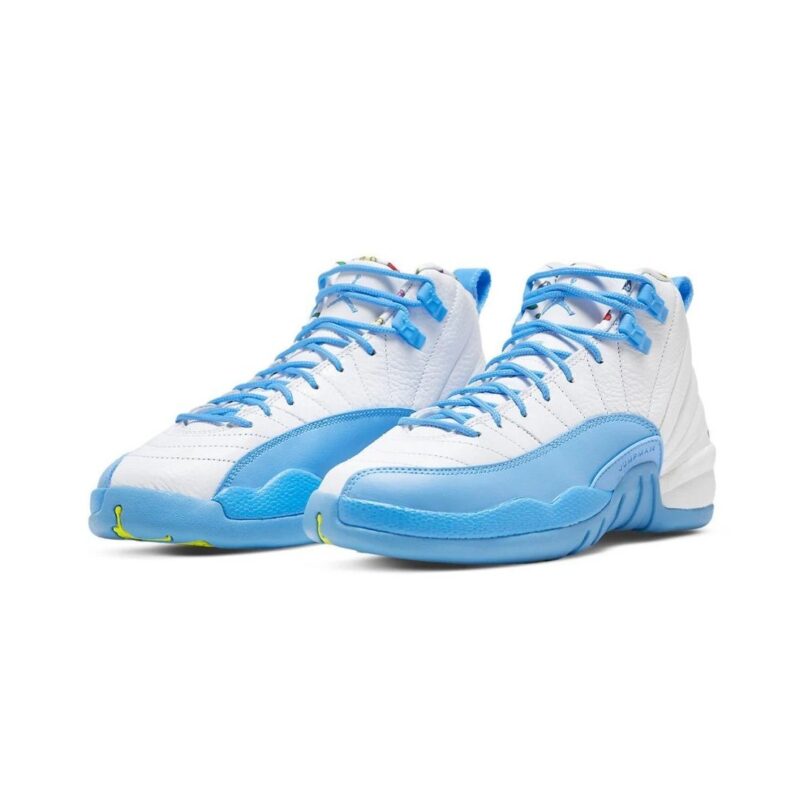 Big Kids Jordan 12 Retro Emoji White/University Blue (Dq4365 114)