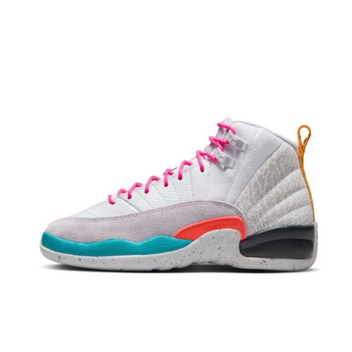 Big Kids Jordan 12 Retro White/Vapor Green-Photon Dust (153265 130)