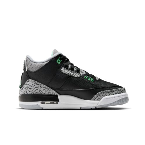 Big Kids Jordan 3 Retro Black/Green Glow-Wolf Grey (Dm0967 031)