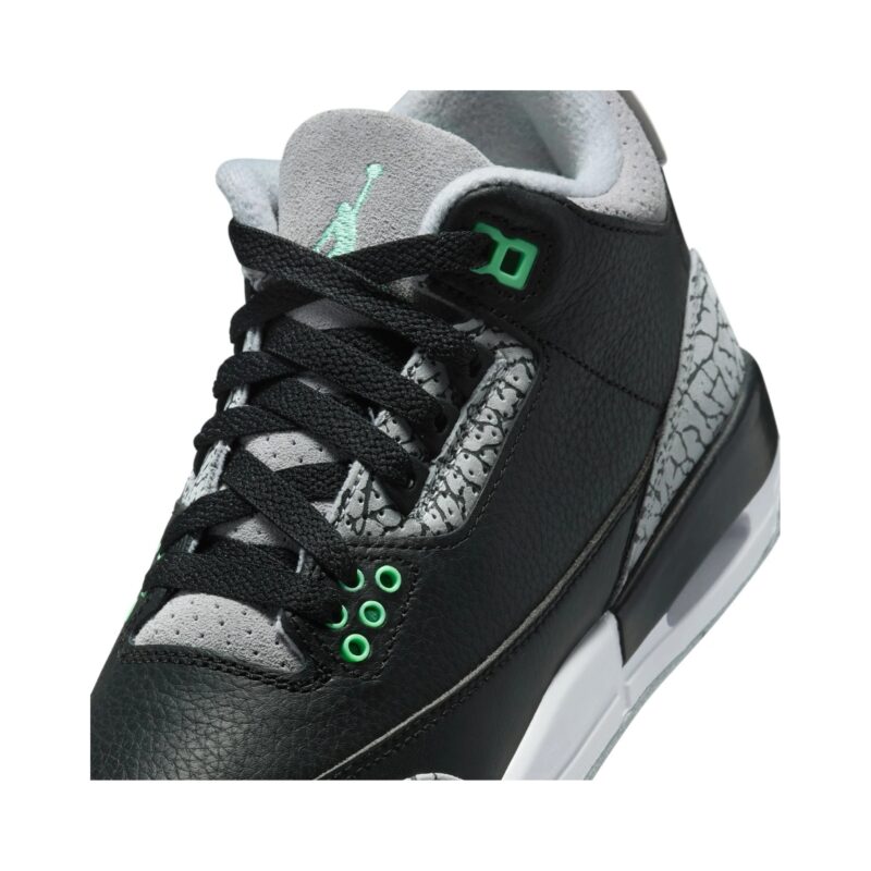 Big Kids Jordan 3 Retro Black/Green Glow-Wolf Grey (Dm0967 031)