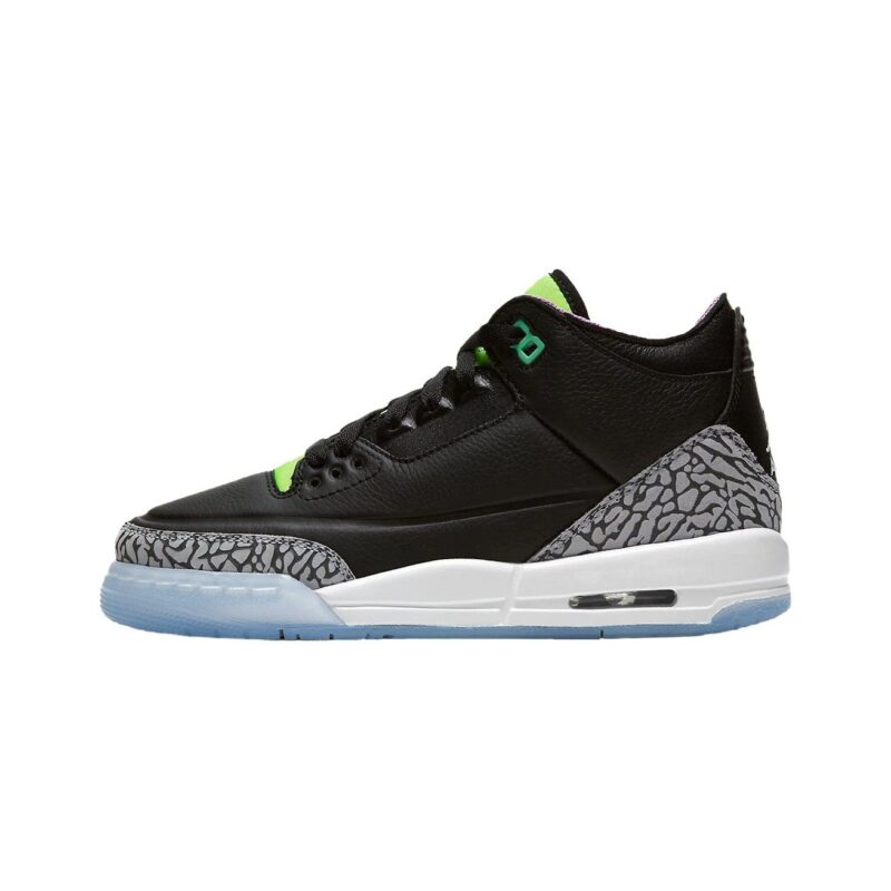 Big Kids Jordan 3 Retro Se Black/White-Electric Green (Da2304 003)