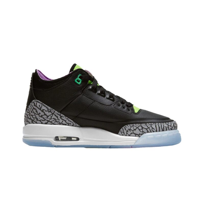 Big Kids Jordan 3 Retro Se Black/White-Electric Green (Da2304 003)