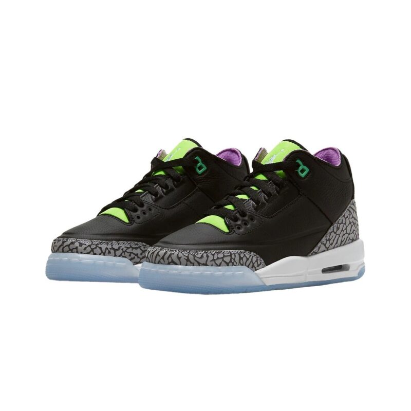 Big Kids Jordan 3 Retro Se Black/White-Electric Green (Da2304 003)