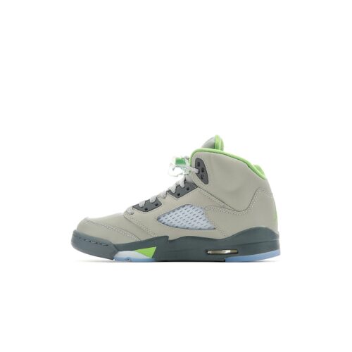 Big Kids Jordan 5 Retro Green Bean Silver/Green Bean-Flint Grey (Dq3734 003)