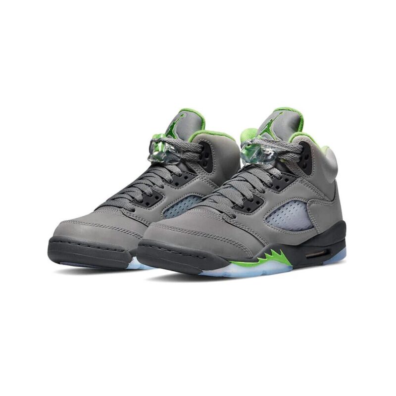 Big Kids Jordan 5 Retro Green Bean Silver/Green Bean-Flint Grey (Dq3734 003)