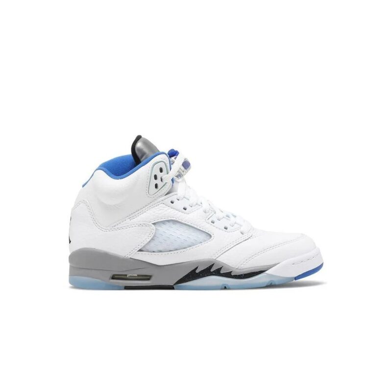 Big Kids Jordan 5 Retro Stealth White/Stealth-Black-Hyper Royal (440888 140)