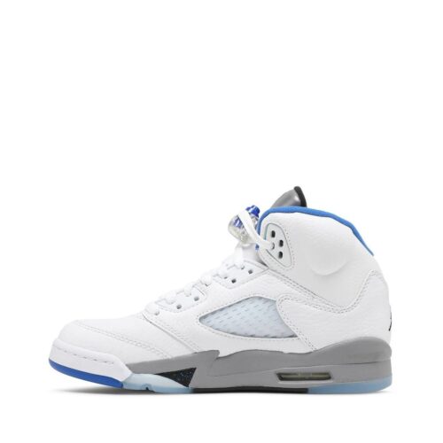 Big Kids Jordan 5 Retro Stealth White/Stealth-Black-Hyper Royal (440888 140)