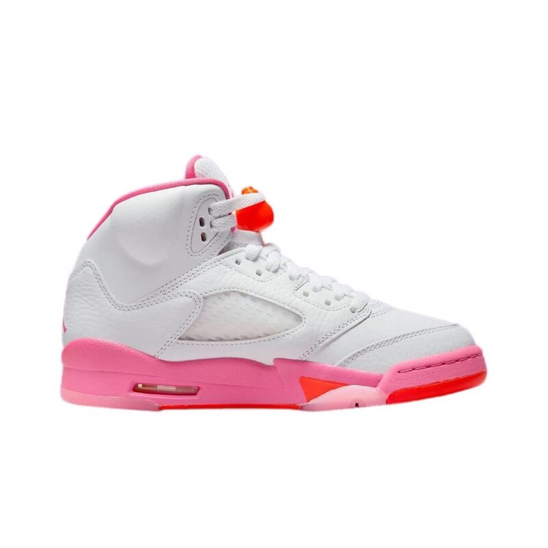 Big Kids Jordan 5 Retro White/Pinksicle-Safety Orange (440892 168)