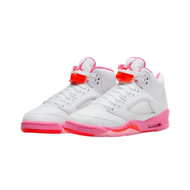 Big Kids Jordan 5 Retro White/Pinksicle-Safety Orange (440892 168)