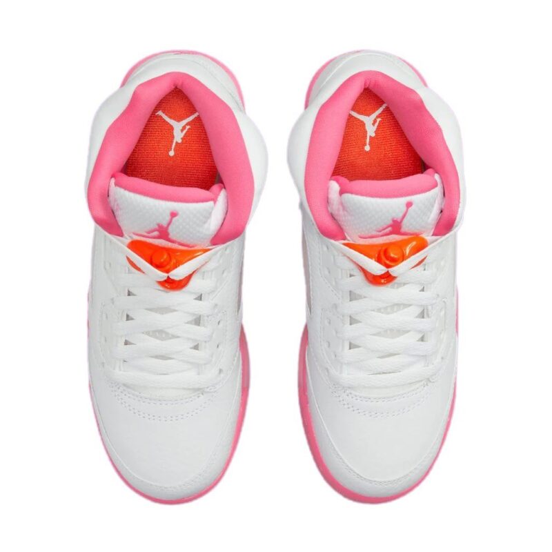 Big Kids Jordan 5 Retro White/Pinksicle-Safety Orange (440892 168)