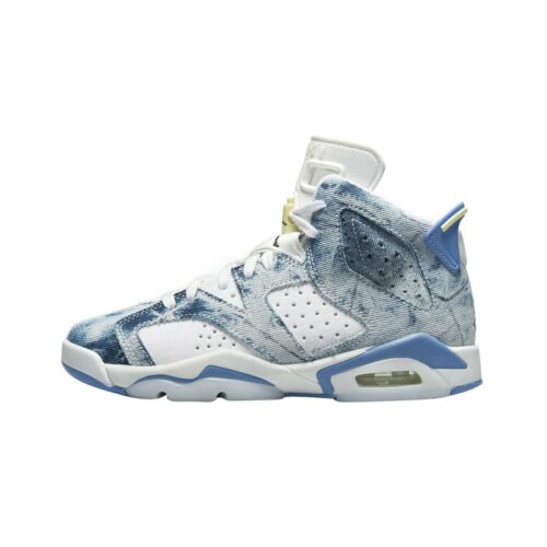 Big Kids Jordan 6 Retro Washed Denim Wht/Dutch Blue-Citron Tint (Dm9045 100)