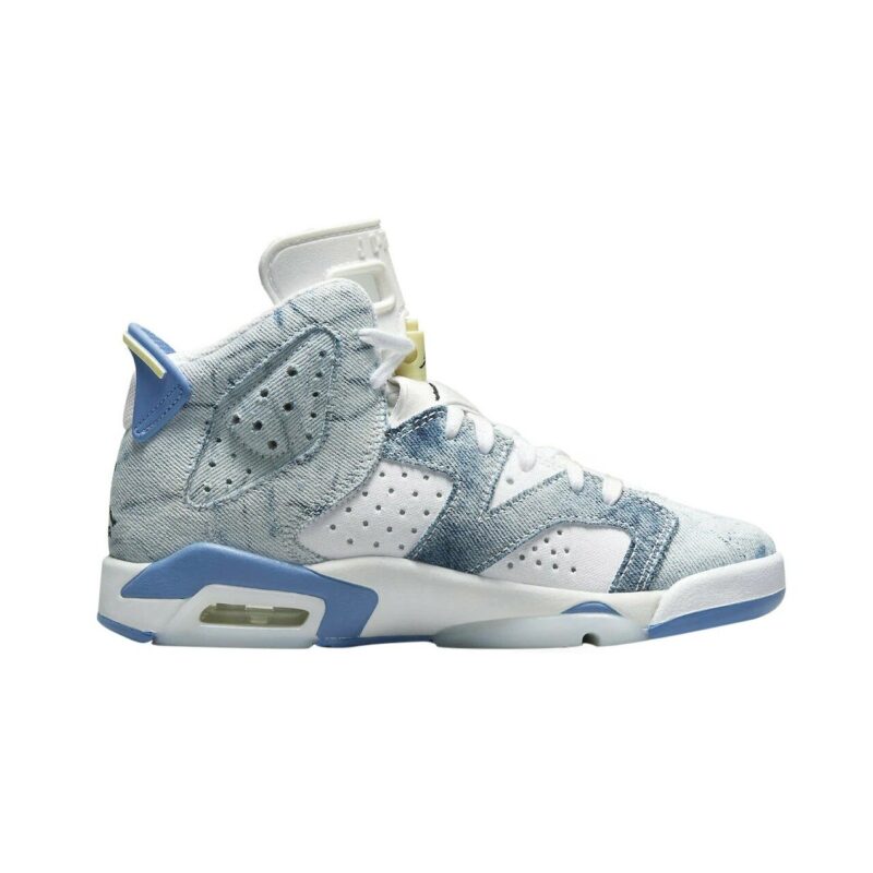 Big Kids Jordan 6 Retro Washed Denim Wht/Dutch Blue-Citron Tint (Dm9045 100)