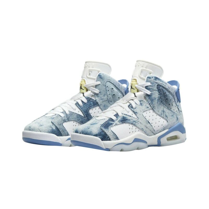 Big Kids Jordan 6 Retro Washed Denim Wht/Dutch Blue-Citron Tint (Dm9045 100)