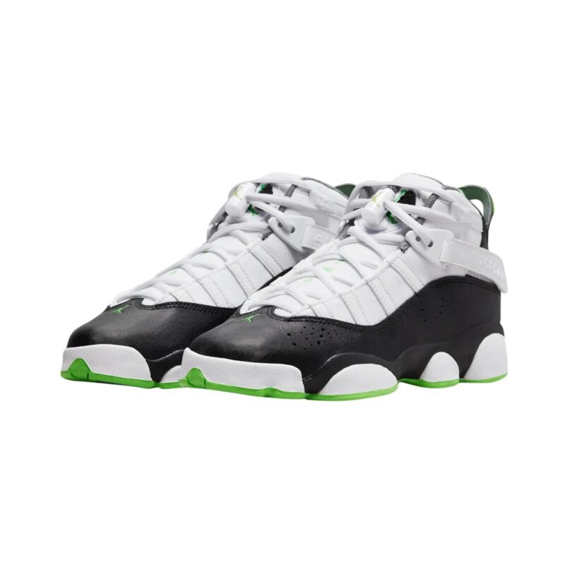 Big Kids Jordan 6 Rings White/Green Strike-Black (323419 130)