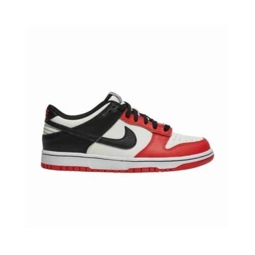 Big Kids Nike Dunk Low Sail/Black-Black-Chile Red (Do6288 100)