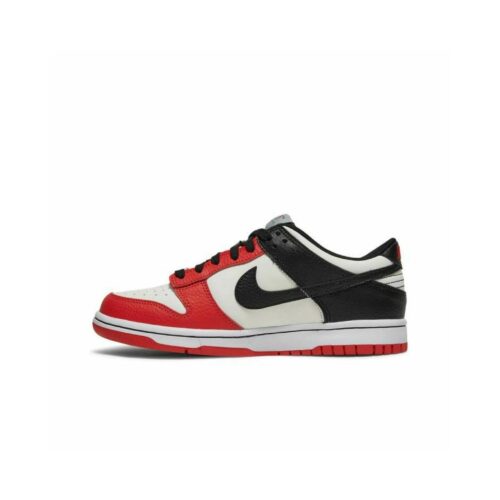 Big Kids Nike Dunk Low Sail/Black-Black-Chile Red (Do6288 100)