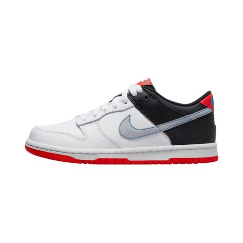 Big Kids Nike Dunk Low White/Wolf Grey-Lt Crimson (Dh9765 103)