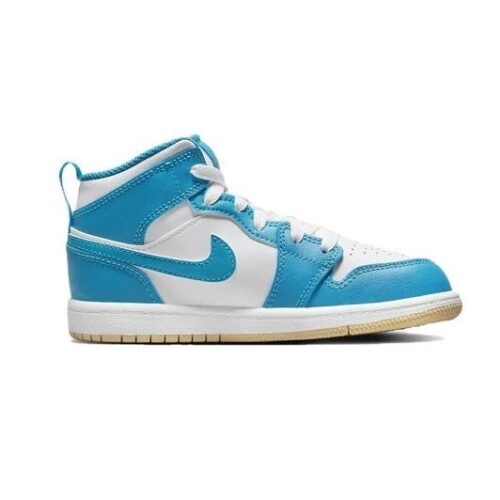 Little Kids Jordan 1 Mid Aquatone/Celestial Gold-White (Dq8424 400)