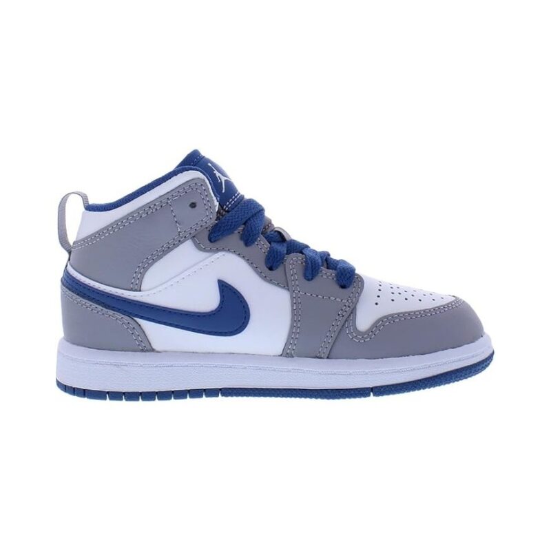 Little Kids Jordan 1 Mid Cement Grey/White-True Blue (Dq8424 014)