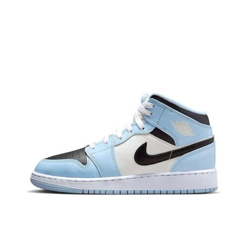 Little Kids Jordan 1 Mid Ice Blue/Black-Sail-White (640737 401)