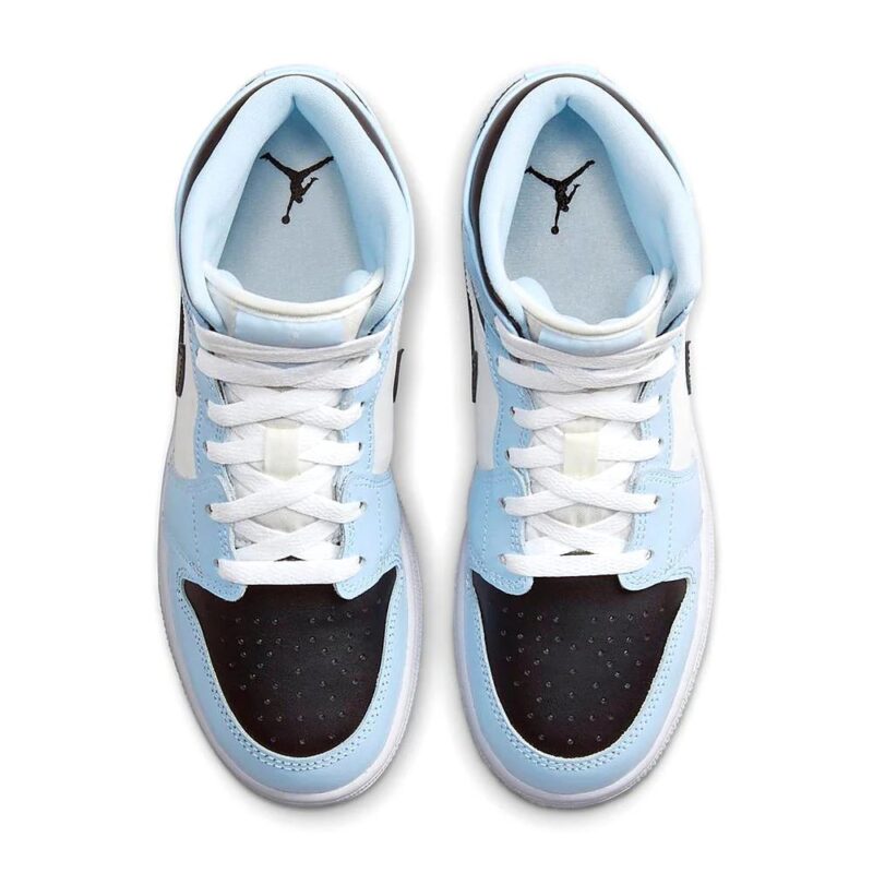 Little Kids Jordan 1 Mid Ice Blue/Black-Sail-White (640737 401)