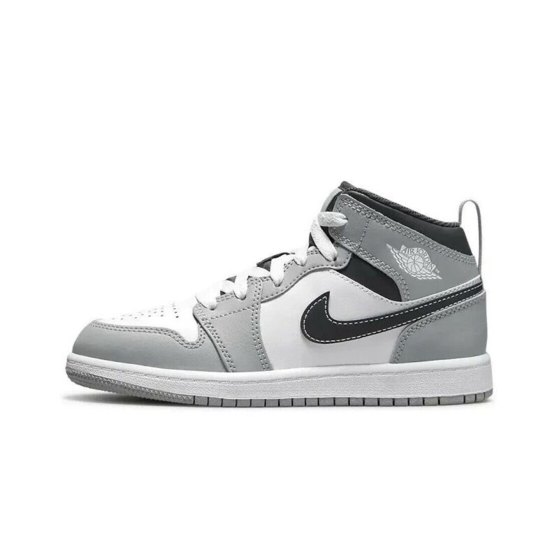 Little Kids Jordan 1 Mid Lt Smoke Grey/White-Anthracite (640734 078)