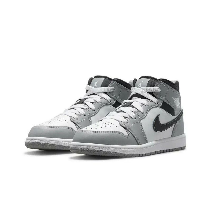 Little Kids Jordan 1 Mid Lt Smoke Grey/White-Anthracite (640734 078)