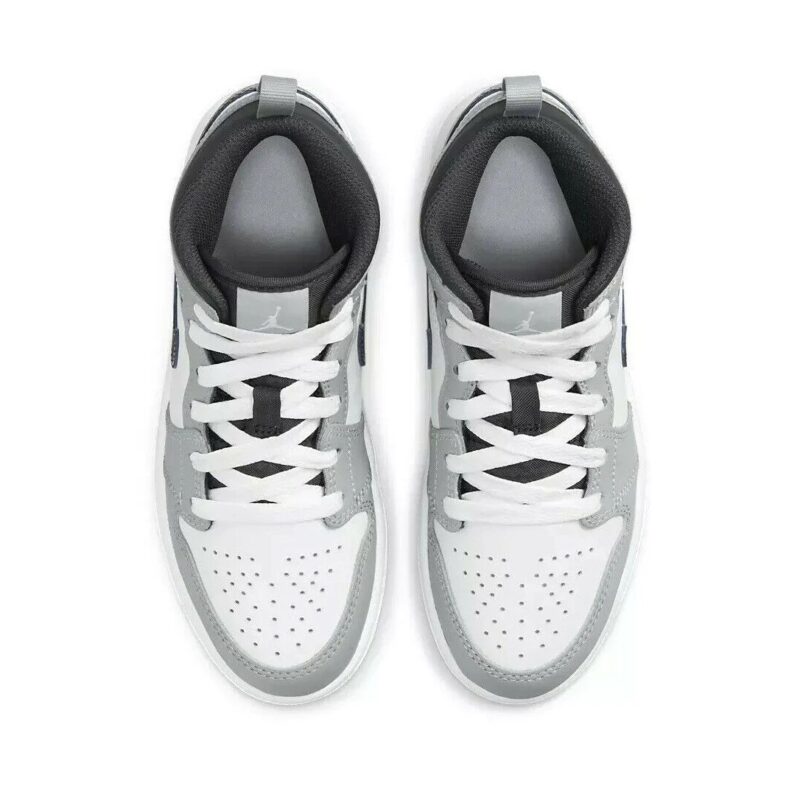 Little Kids Jordan 1 Mid Lt Smoke Grey/White-Anthracite (640734 078)