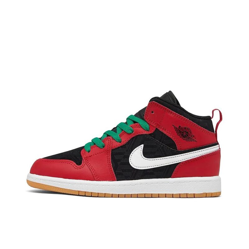 Little Kids Jordan 1 Mid Se Black/Fire Red-White-Malachite (Dq8419 006)