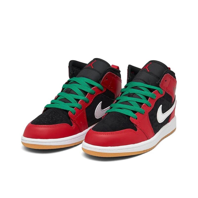 Little Kids Jordan 1 Mid Se Black/Fire Red-White-Malachite (Dq8419 006)