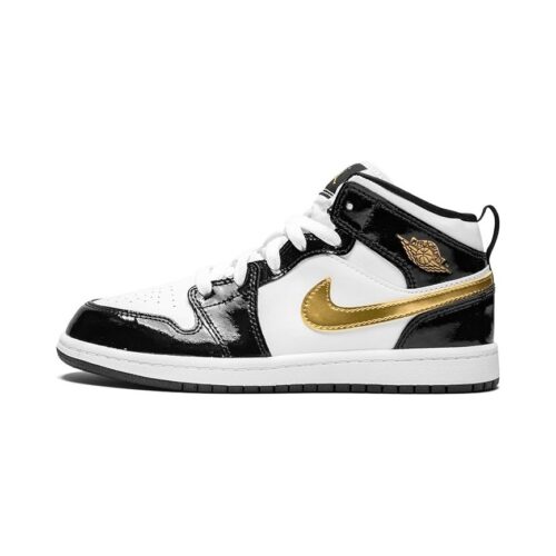 Little Kids Jordan 1 Mid Se Black/Metallic Gold-White (Bq6932 007)