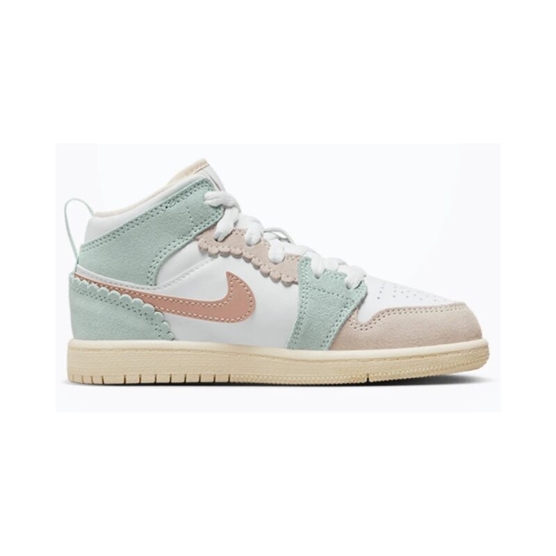 Little Kids Jordan 1 Mid Se White/Pink Oxford-Jade Ice (Dz5359 100)