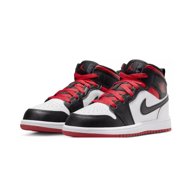 Little Kids Jordan 1 Mid White/Gym Red-Black (Dq8424 106)