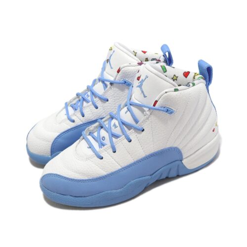 Little Kids Jordan 12 Retro Emoji White/University Blue (Dq4366 114)