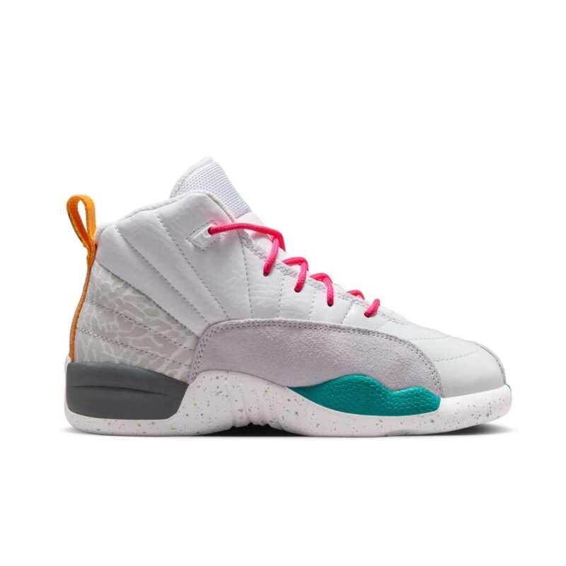 Little Kids Jordan 12 Retro White/Vapor Green-Photon Dust (151186 130)