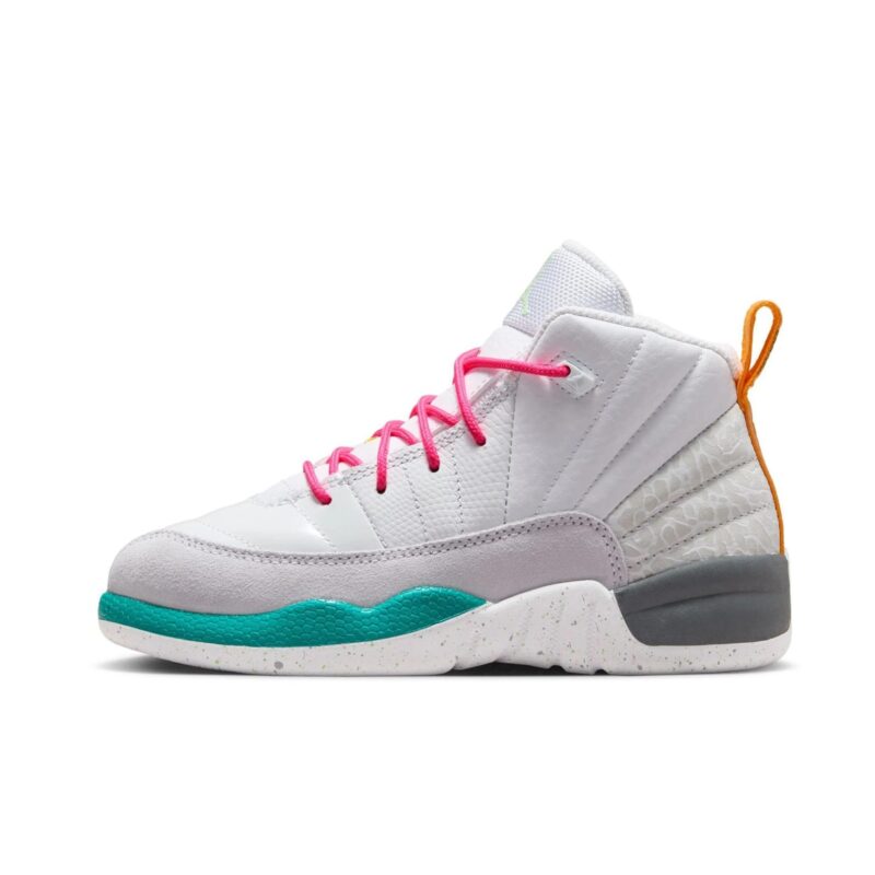 Little Kids Jordan 12 Retro White/Vapor Green-Photon Dust (151186 130)