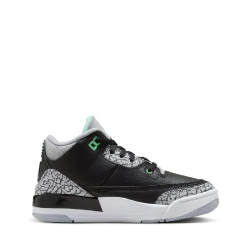 Little Kids Jordan 3 Retro Black/Green Glow-Wolf Grey (Dm0966 031)