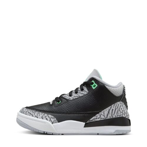 Little Kids Jordan 3 Retro Black/Green Glow-Wolf Grey (Dm0966 031)