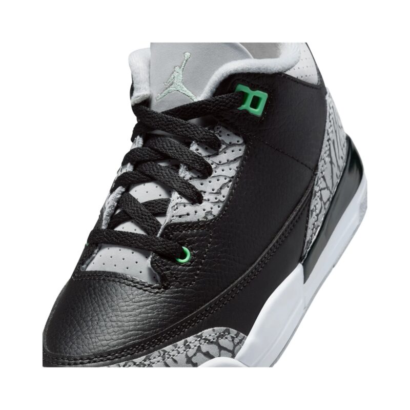 Little Kids Jordan 3 Retro Black/Green Glow-Wolf Grey (Dm0966 031)