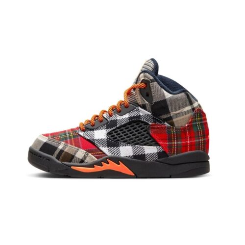 Little Kids Jordan 5 Retro Plaid Black/Total Orange (Fd4812 008)