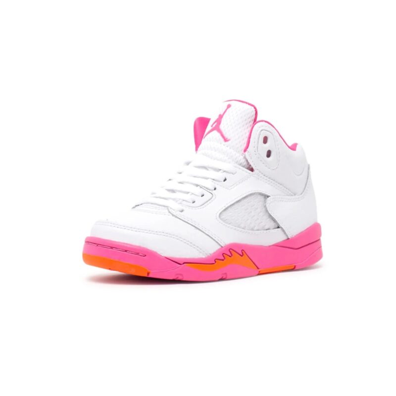 Little Kids Jordan 5 Retro White/Pinksicle-Safety Orange (440893 168)