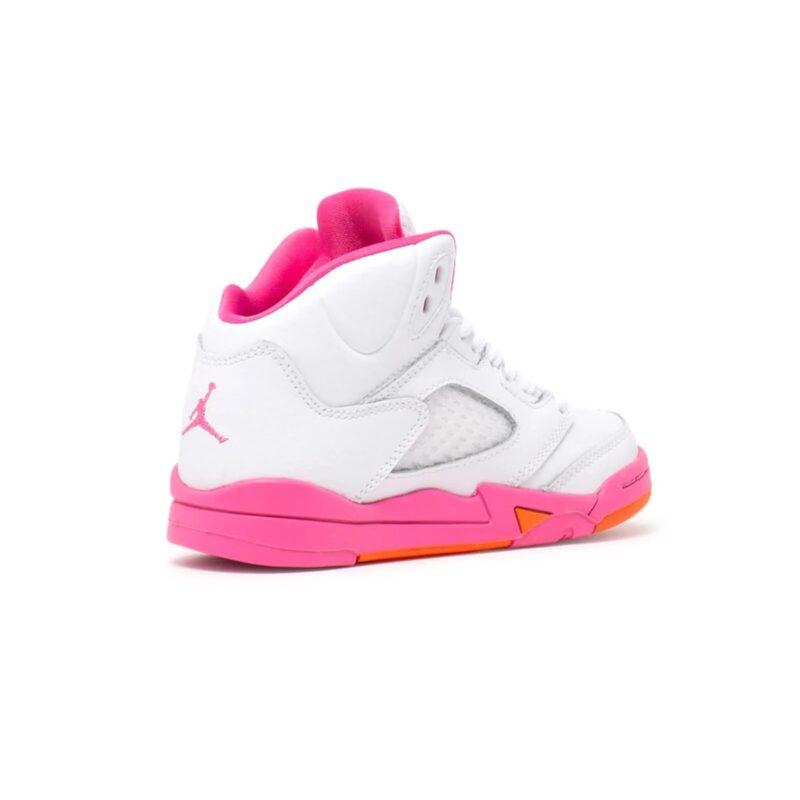 Little Kids Jordan 5 Retro White/Pinksicle-Safety Orange (440893 168)