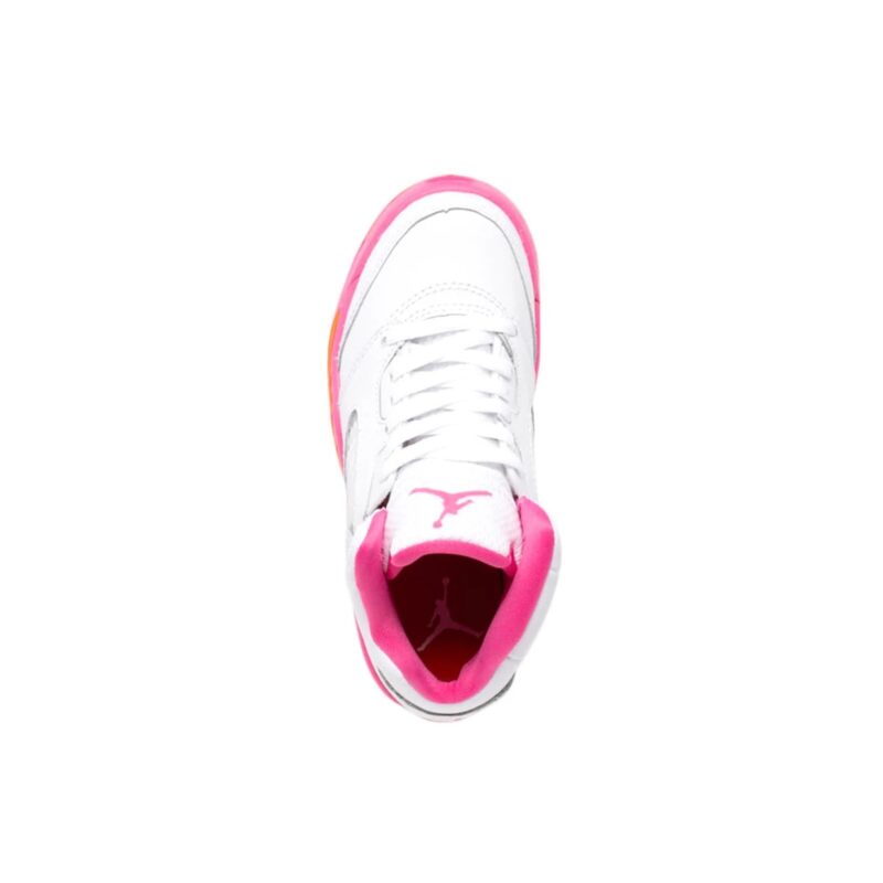 Little Kids Jordan 5 Retro White/Pinksicle-Safety Orange (440893 168)