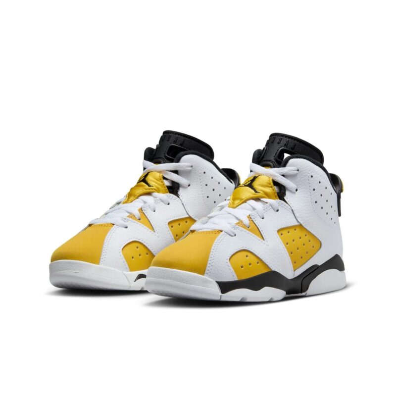 Little Kids Jordan 6 Retro White/Yellow Ochre-Black (Dv3605 170)