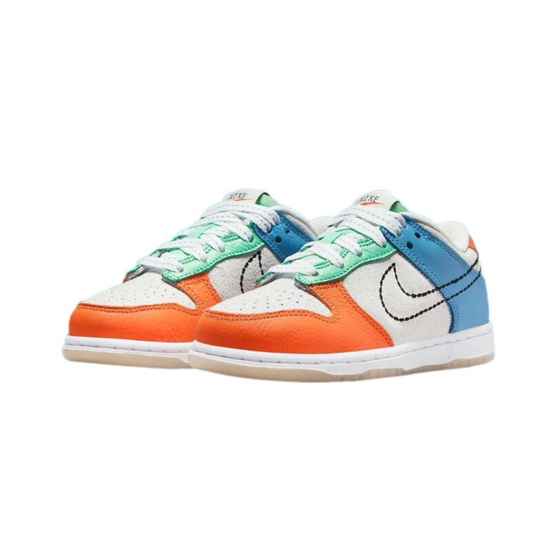 Little Kids Nike Dunk Low White/Black-Safety Orange (Dx3364 100)