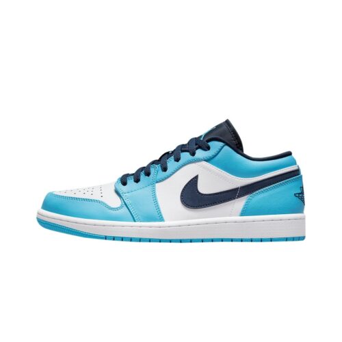 Mens Jordan 1 Low Unc White/Dk Powder Blue-Obsidian (553558 144)